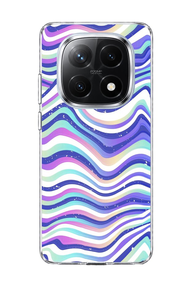 Redmi Note 14 Pro Plus 5g Compatible Purple Blue Wavy Line Printed Transparent Phone Case