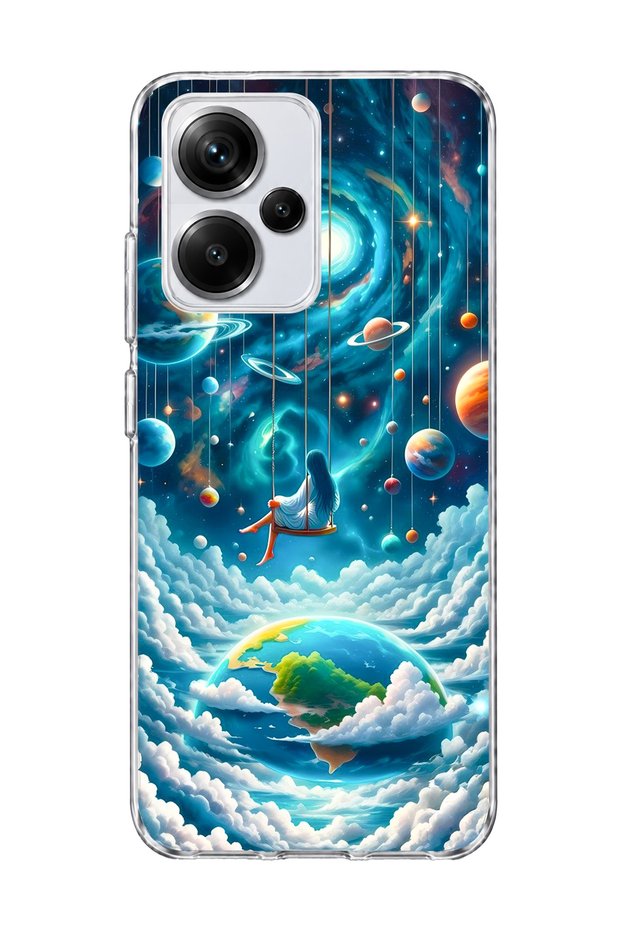 Redmi Note 13 Pro Plus 5g Compatible Girl on the Swing Galaxy Printed Transparent Phone Case