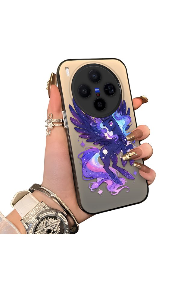 Vivo X300 Compatible Acrylic Hard Back Panel with Silicone Edges Princess Luna Patterned Phone Case