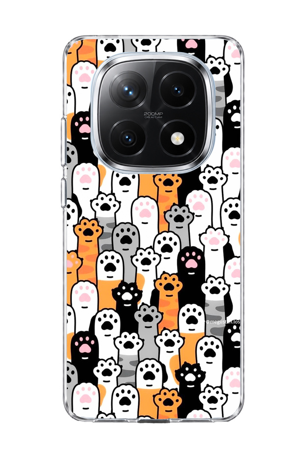 Redmi Note 14 Pro Plus 5g Compatible Colorful Cat Paw Print Transparent Phone Case