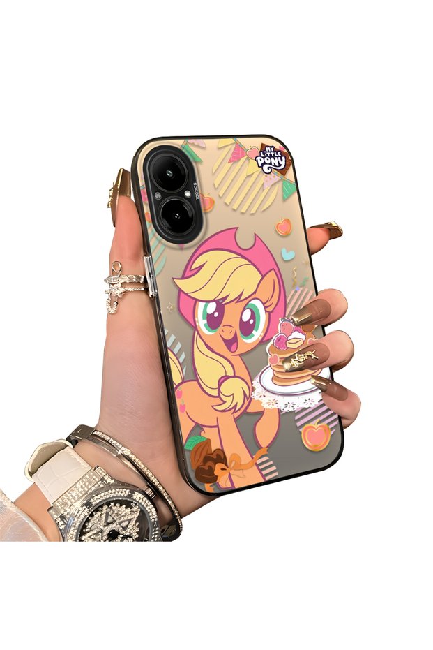 Realme C67 4g Compatible Acrylic Hard Back Panel Silicone Edged Applejack Patterned Phone Case