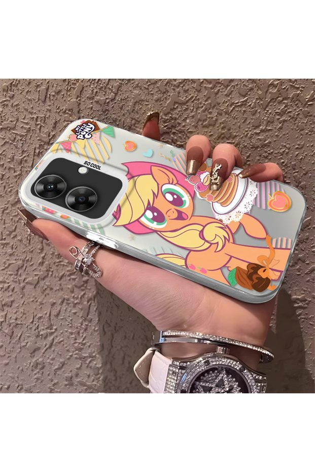 Realme Note 60 Compatible Acrylic Hard Back Panel with Silicone Edges Applejack Patterned Phone Case
