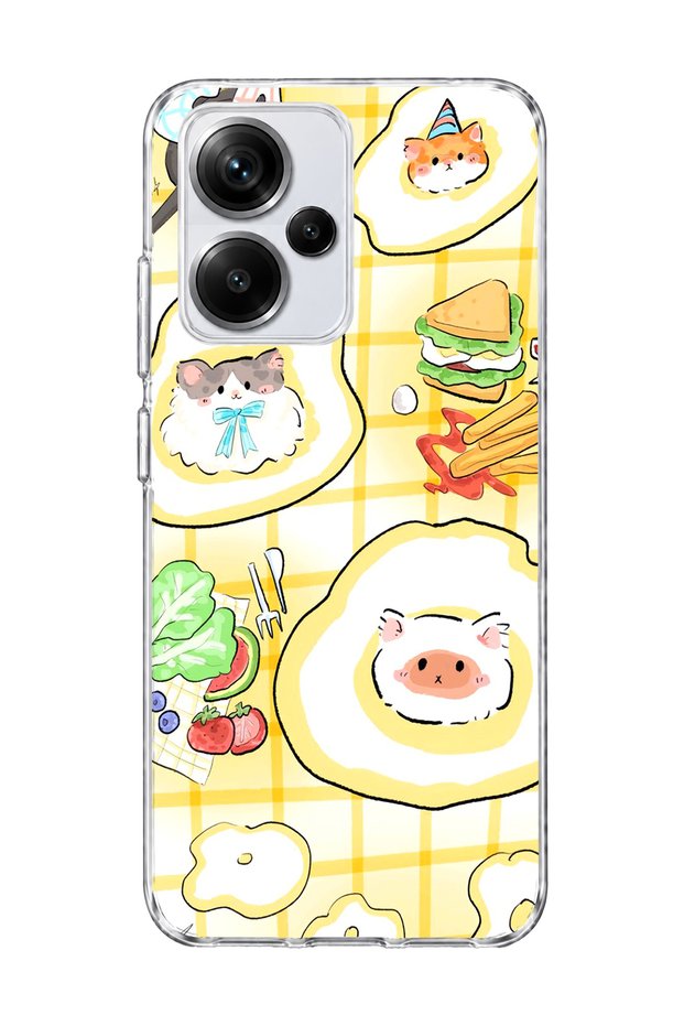 Redmi Note 13 Pro Plus 5g Compatible Cat in the Field Egg Printed Transparent Phone Case