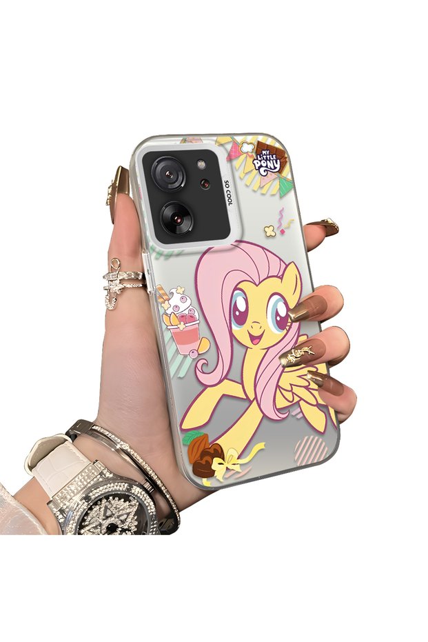 Fluttershy Pattern Phone Case for Xiaomi Mi 13T/Mi 13t Pro Compatible Acrylic Hard Back Panel with Silicone Edges