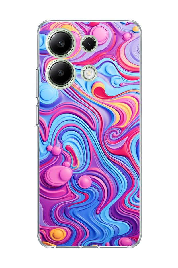 Redmi Note 13 4g Compatible Pink Blue Fluid Printed Transparent Phone Case