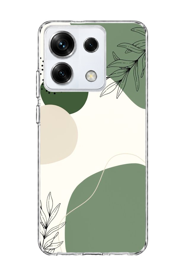 Redmi Note 13 Pro 5g Compatible Green Abstract Leaf Printed Transparent Phone Case