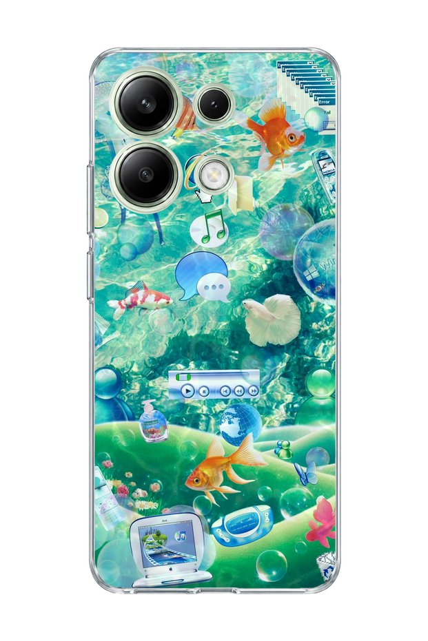 Redmi Note 13 4g Compatible Underwater Fish Printed Transparent Phone Case