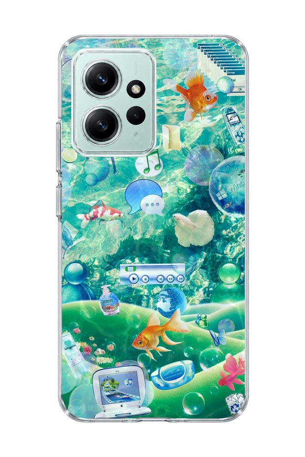 Redmi Note 12 4g Compatible Underwater Fish Printed Transparent Phone Case