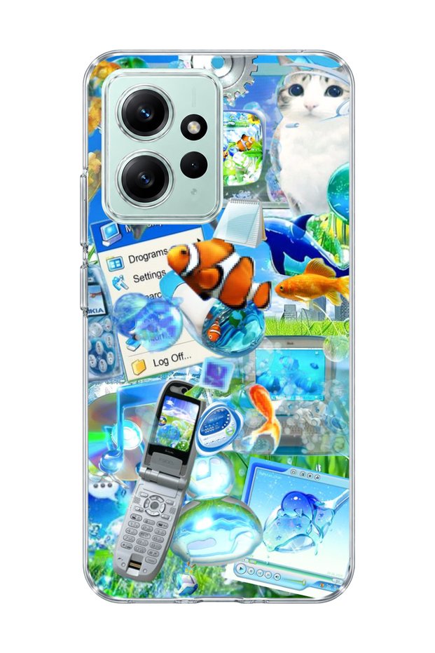 Redmi Note 12 4g Compatible Clownfish Cat Printed Transparent Phone Case