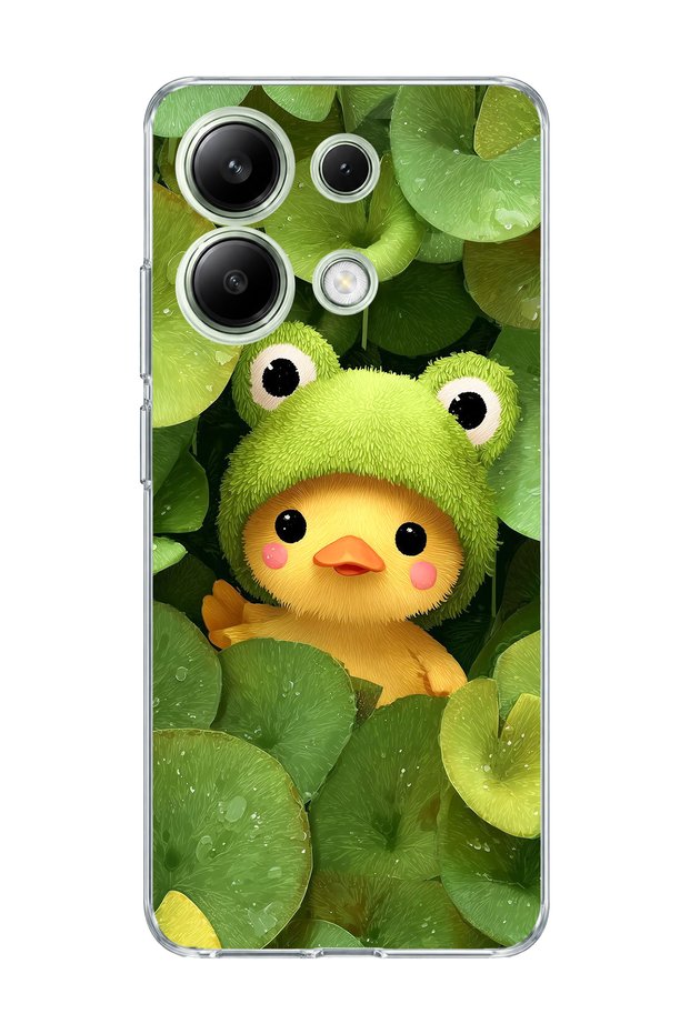 Redmi Note 13 4g Compatible Transparent Phone Case with Frog Hat and Duck Print