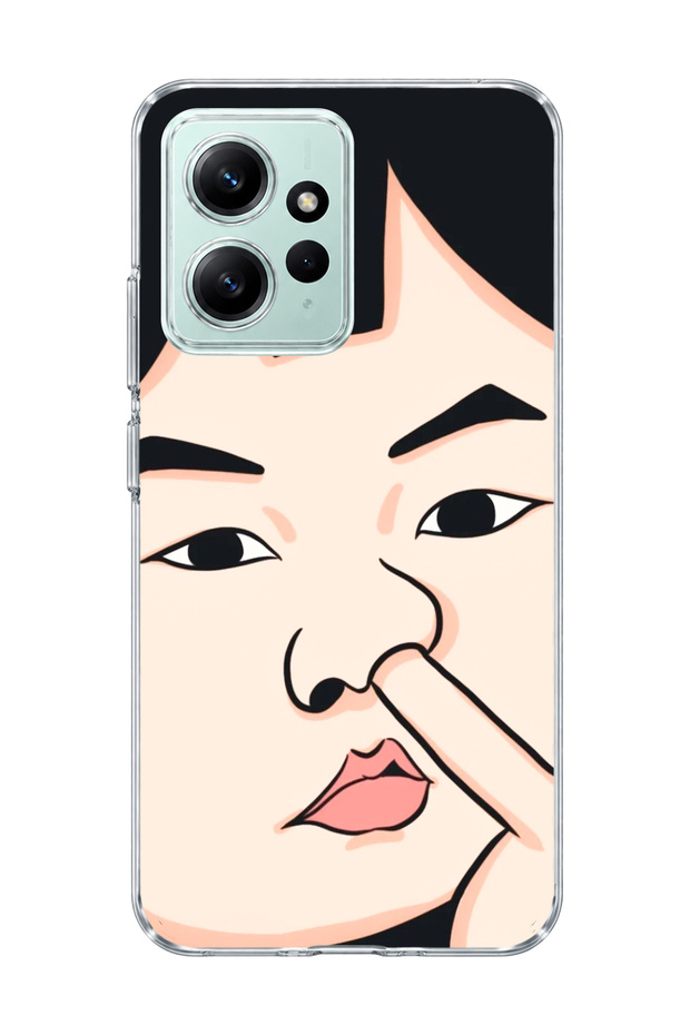 Redmi Note 12 4g Compatible Funny Face Nose Printed Transparent Phone Case