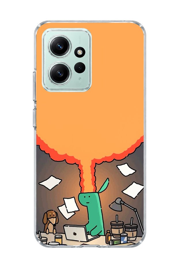 Redmi Note 12 4g Compatible Green Dinosaur Funny Printed Transparent Phone Case