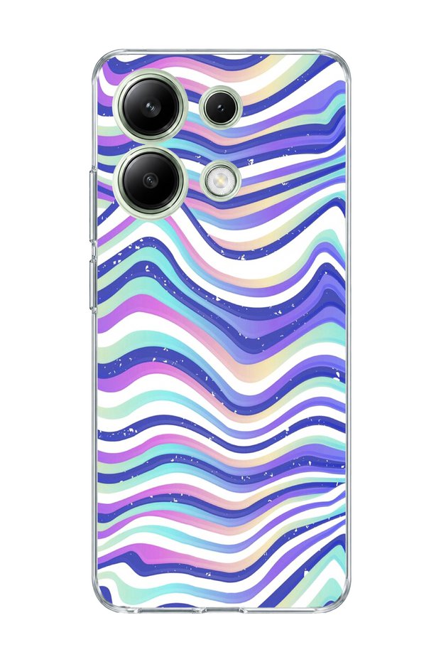 Redmi Note 13 4g Compatible Purple Blue Wavy Line Printed Transparent Phone Case