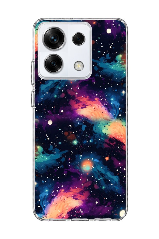 Redmi Note 13 Pro 5g Compatible Colorful Galaxy Printed Transparent Phone Case
