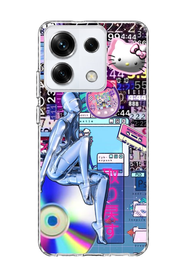 Redmi Note 13 Pro 5g Compatible Chrome Robot Women's Printed Transparent Phone Case