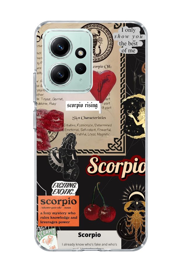 Redmi Note 12 4g Compatible Scorpio Zodiac Sign Printed Transparent Phone Case