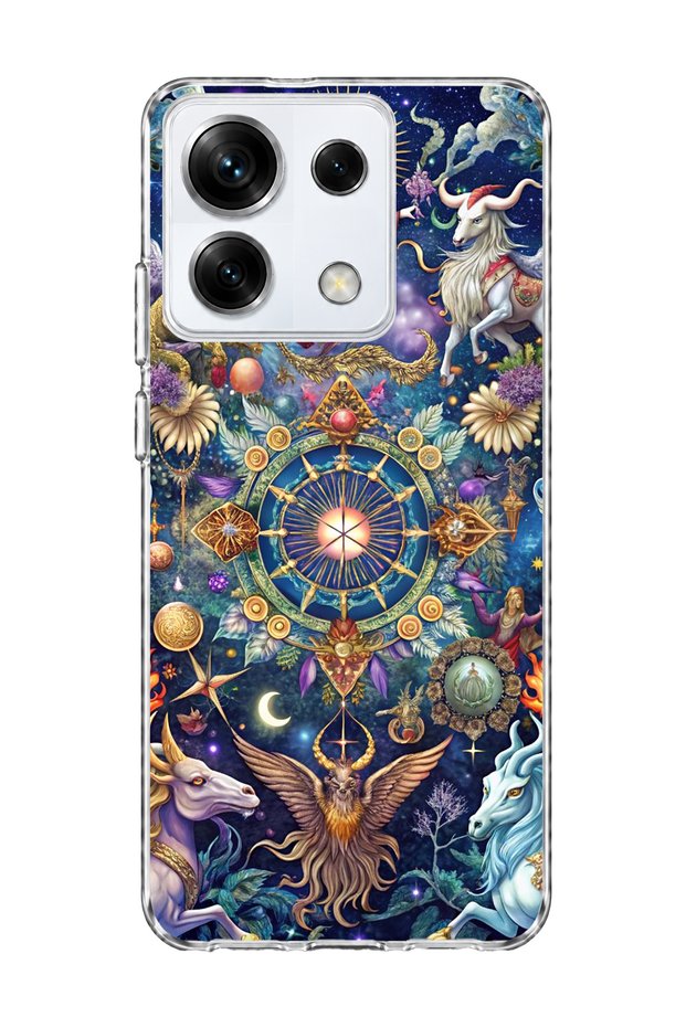 Redmi Note 13 Pro 5g Compatible Zodiac Wheel Printed Transparent Phone Case