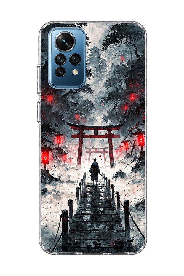 حافظة هاتف شفافة مطبوعة عليها بوابة ساموراي متوافقة مع Redmi Note 12 Pro 4G