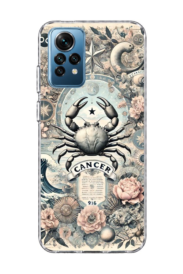 Redmi Note 12 Pro 4g Compatible Transparent Phone Case with Crab Sign Printed