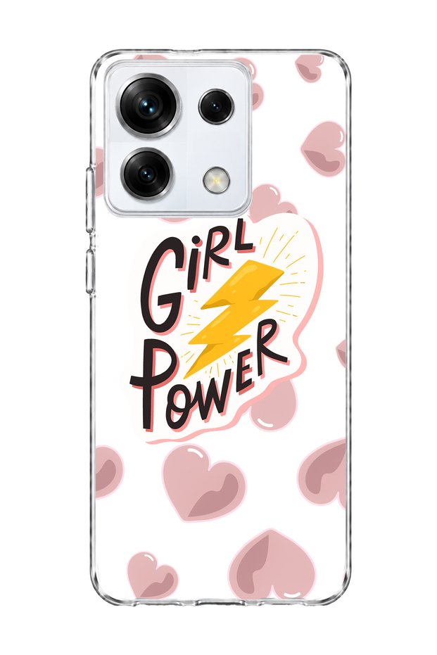 Redmi Note 13 Pro 5g Compatible Lightning and Heart Printed Transparent Phone Case