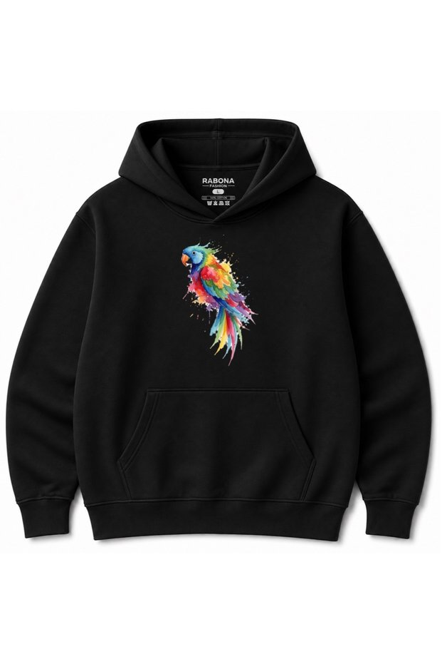 Rainbow Spirit – Colorful Watercolor Parrot Graphic Hoodie