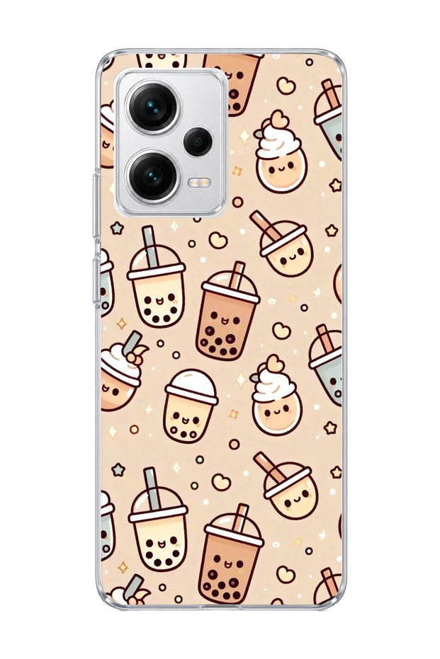 Redmi Note 12 Pro 5g Compatible Cute Bubble Tea Printed Transparent Phone Case