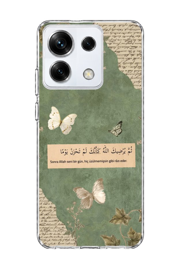 Redmi Note 13 Pro 5g Compatible Green Butterfly Verse Printed Transparent Phone Case