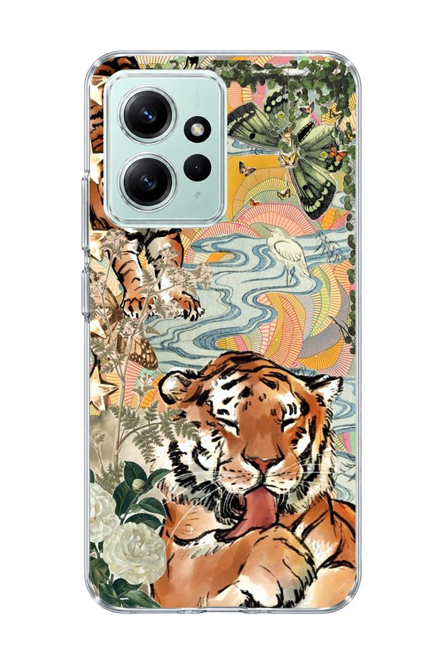 Redmi Note 12 4g Compatible Tiger Oriental Printed Transparent Phone Case