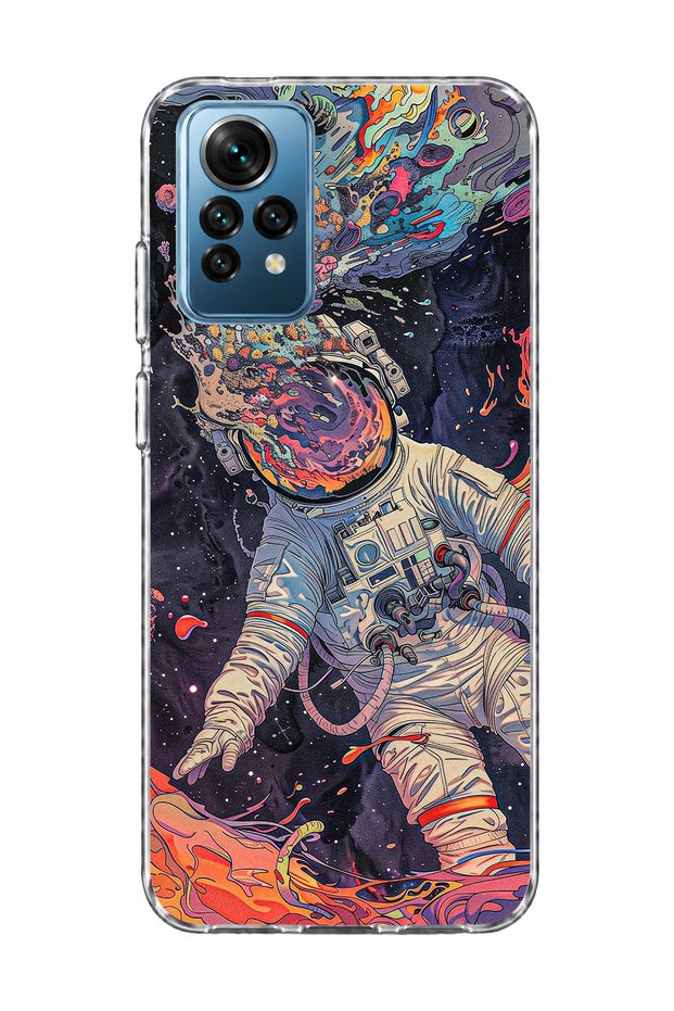 Redmi Note 12 Pro 4g Compatible Colorful Astronaut Printed Transparent Phone Case