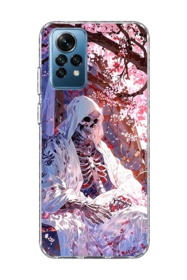 Redmi Note 12 Pro 4g Compatible Skeleton Cherry Blossom Printed Transparent Phone Case