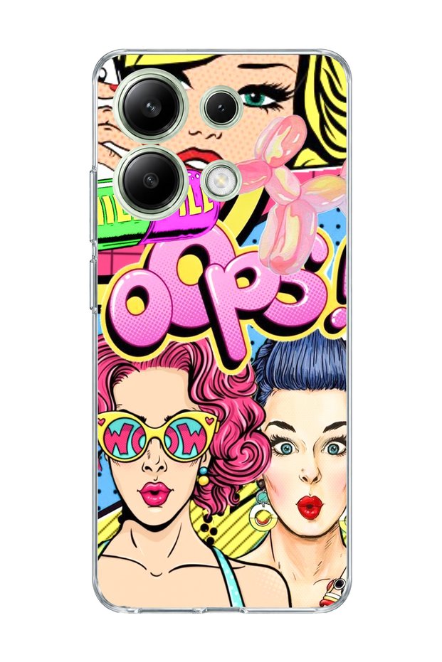 Redmi Note 13 4g Compatible Colorful Comic Women Printed Transparent Phone Case