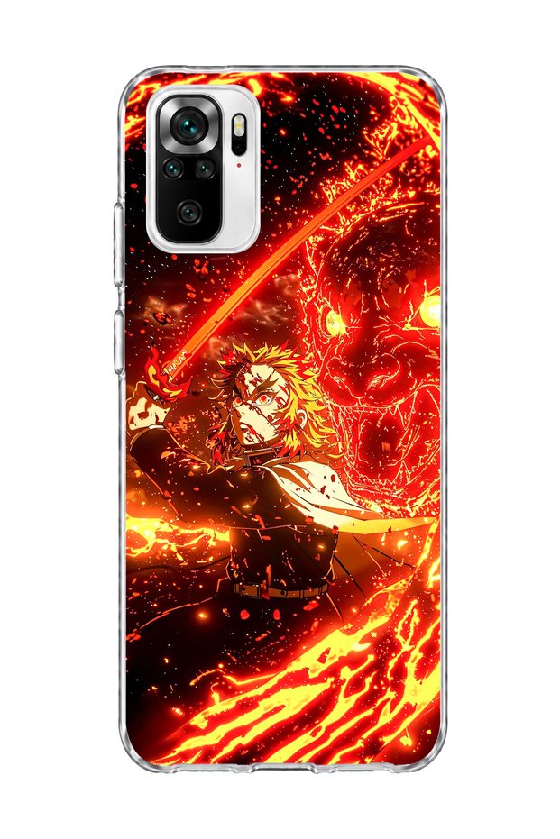 Redmi Note 10 / 10S Compatible Anime Flame Sword Printed Transparent Phone Case