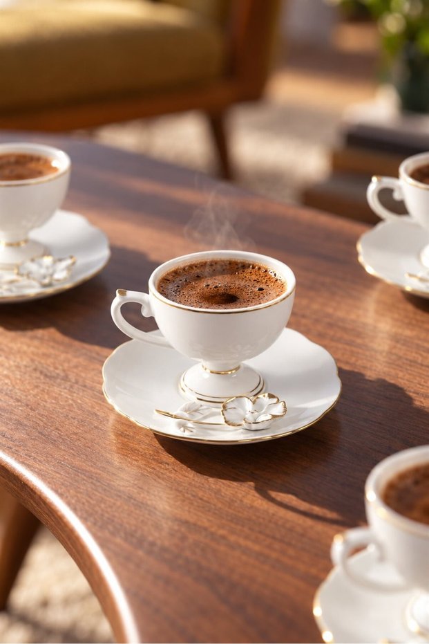 Felicity 6-Person Porcelain Coffee Cup Set - 90 ml