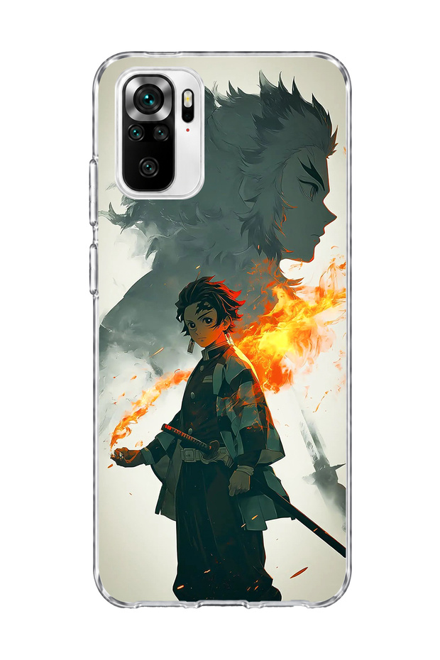 Redmi Note 10 / 10S Compatible Anime Fire Shadow Printed Transparent Phone Case