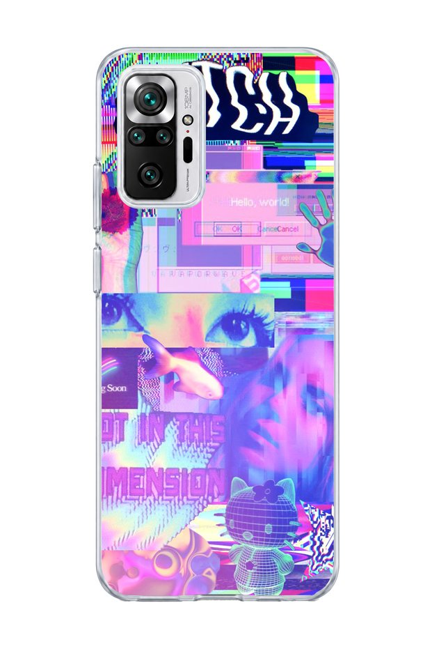 Redmi Note 10 Pro 4g Compatible Pastel Hologram Collage Printed Transparent Phone Case
