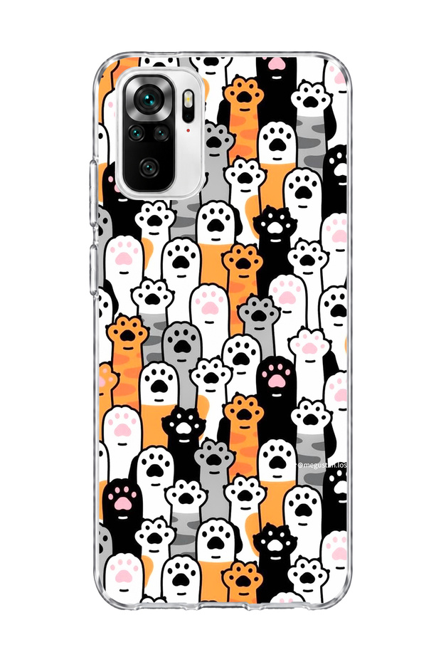 Redmi Note 10 / 10S Compatible Colorful Cat Paw Printed Transparent Phone Case