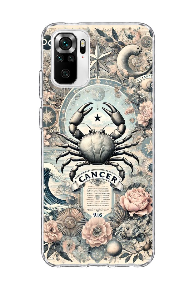 Redmi Note 10 / 10S Compatible Transparent Phone Case with Crab Sign Printed
