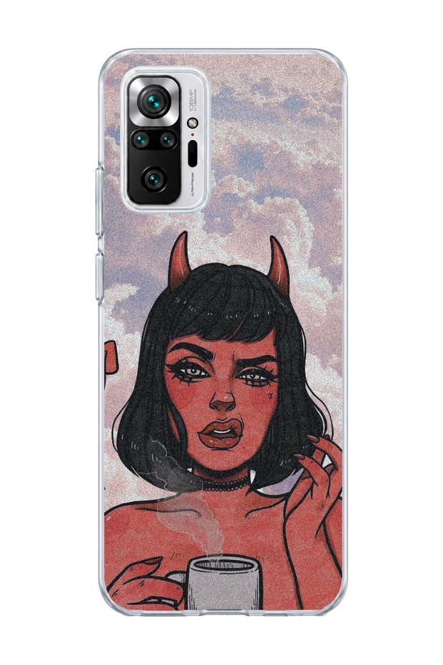 Redmi Note 10 Pro 4g Compatible Horned Girl Cloud Printed Transparent Phone Case
