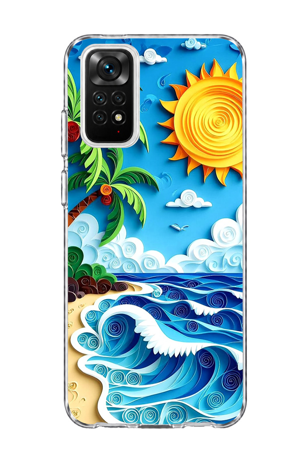 Redmi Note 11 / 11S Compatible Palm Sun Wave Printed Transparent Phone Case