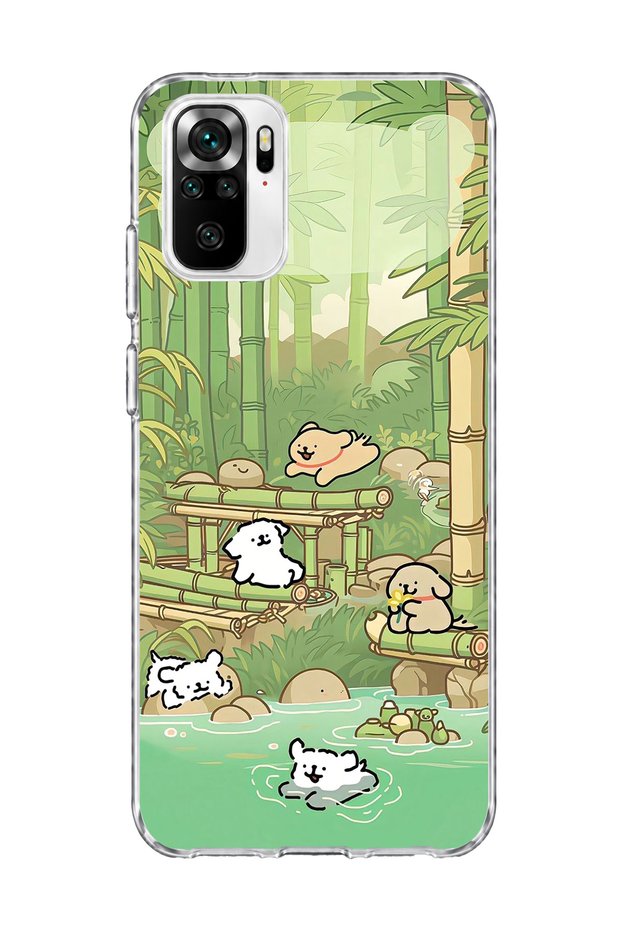 Redmi Note 10 / 10S Compatible Bamboo Forest Dogs Printed Transparent Phone Case