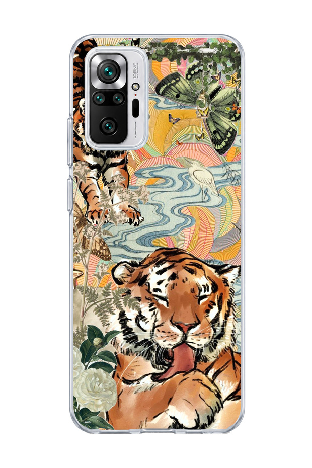 Redmi Note 10 Pro 4g Compatible Tiger Oriental Printed Transparent Phone Case