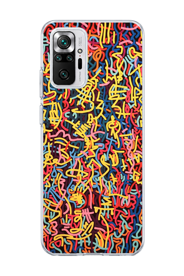Redmi Note 10 Pro 4g Compatible Colorful Mixed Line Printed Transparent Phone Case