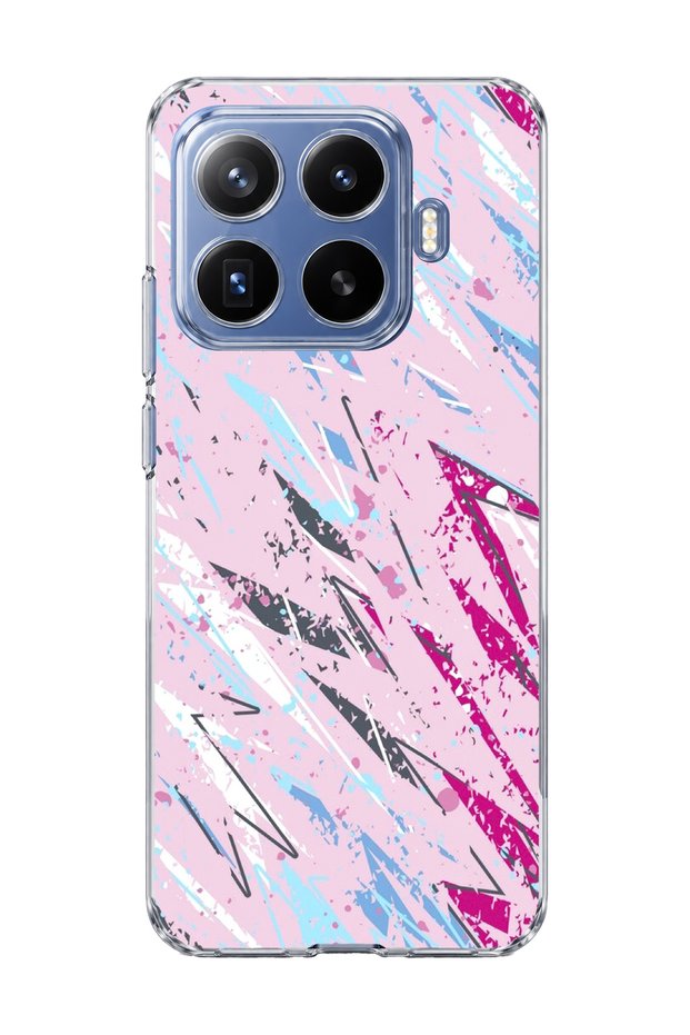 Mi 17t Pro Compatible Pink Blue Abstract Brush Printed Transparent Phone Case