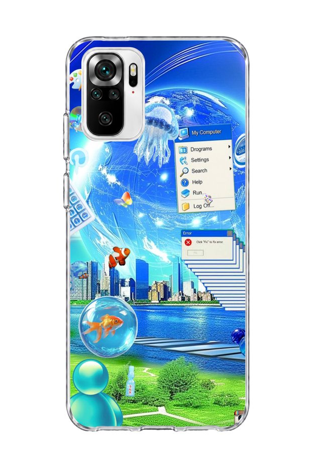 Redmi Note 10 / 10S Compatible Transparent Phone Case with Jellyfish and City Print
