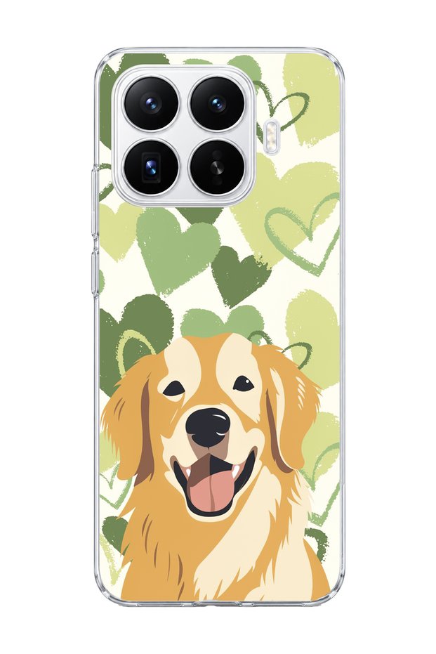 Mi 17t Compatible Yellow Dog Green Heart Printed Transparent Phone Case