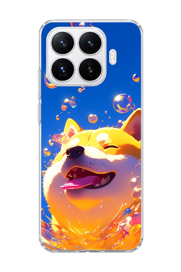 Mi 17t Compatible Smiling Dog Bubble Printed Transparent Phone Case