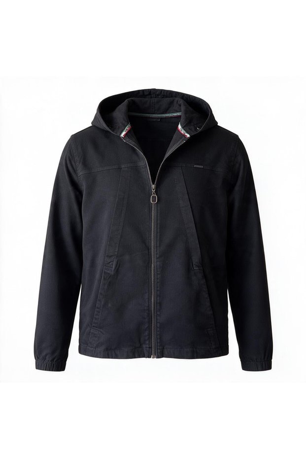 Hooded Zippered Denim Jacket Without Lining