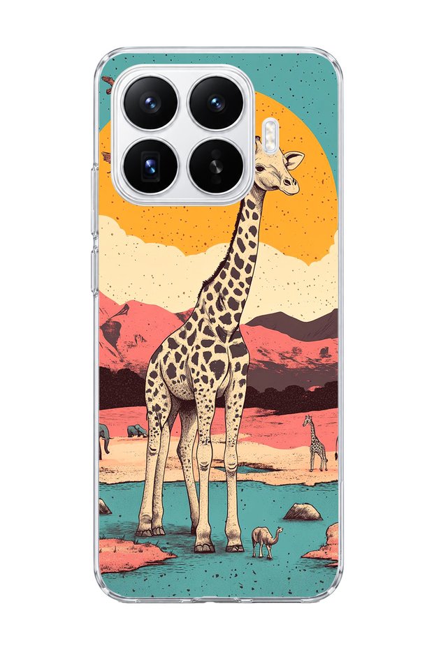 Mi 17t Compatible Giraffe Sunset Printed Transparent Phone Case