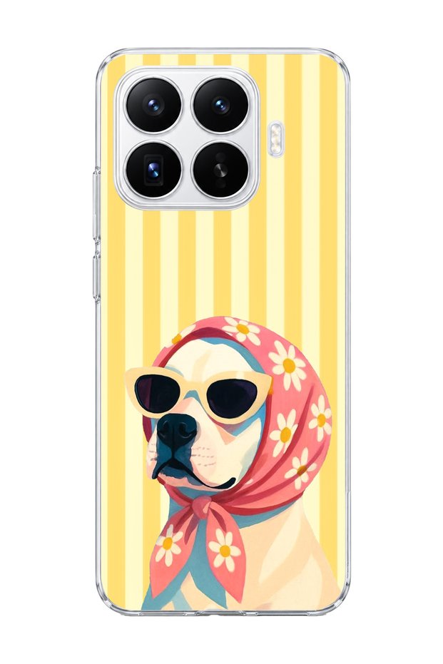 Mi 17t Compatible Transparent Phone Case with Scarf and Glasses Printed Dog Design
