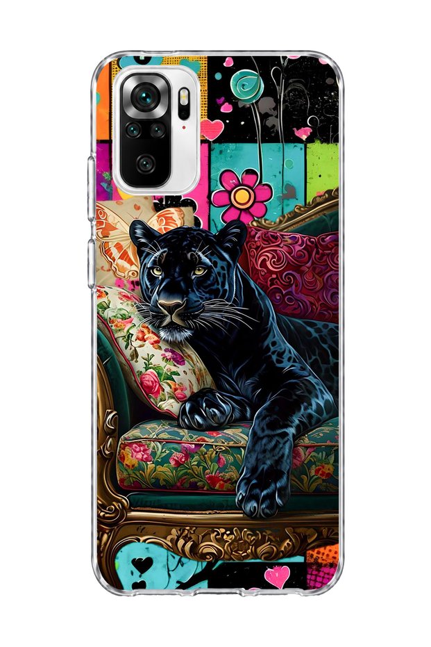 حافظة هاتف شفافة مطبوعة باللون الأسود متوافقة مع Redmi Note 10 / 10S